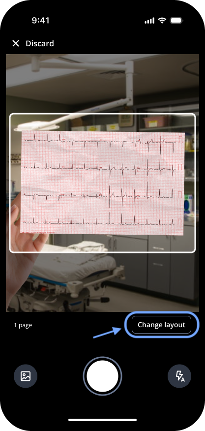The Change layout button in the PMcardio camera