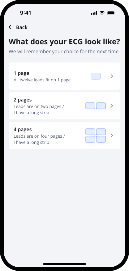The page-layout picker, offering 1-, 2- and 4-page formats