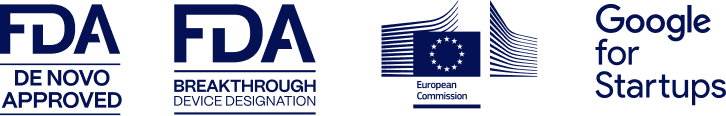 FDA Breakthrough Device Designation, European Commission, and Google for Startups logos